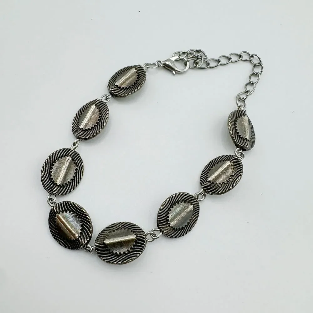 Vintage Two Southwestern Silver Tone Wave Bracelets Boho Chic Rustic Charm